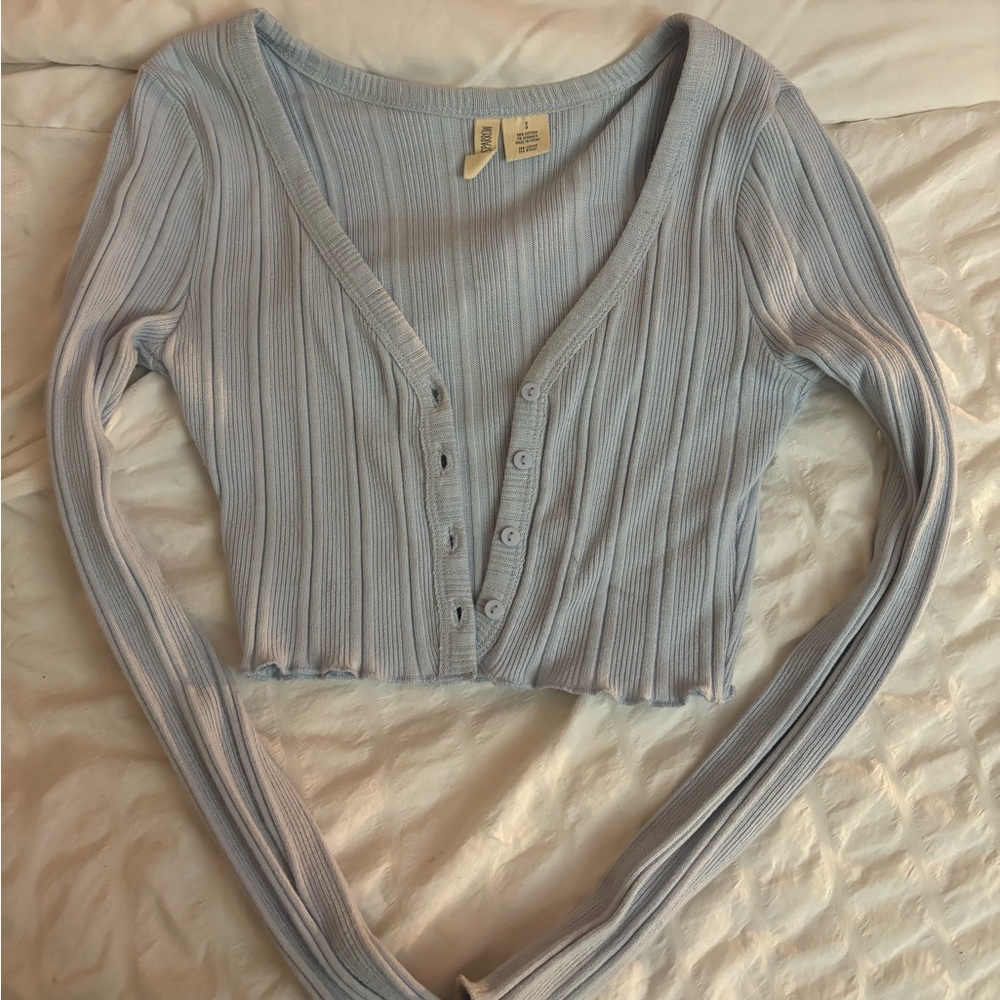 Blue Cropped Cardigan - Picture 2 of 5